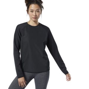 Bluza Damskie Reebok Thermowarm Deltapeak Crew Czarne PL 65TUBKY